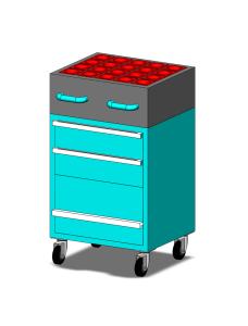 Metal box with drawers