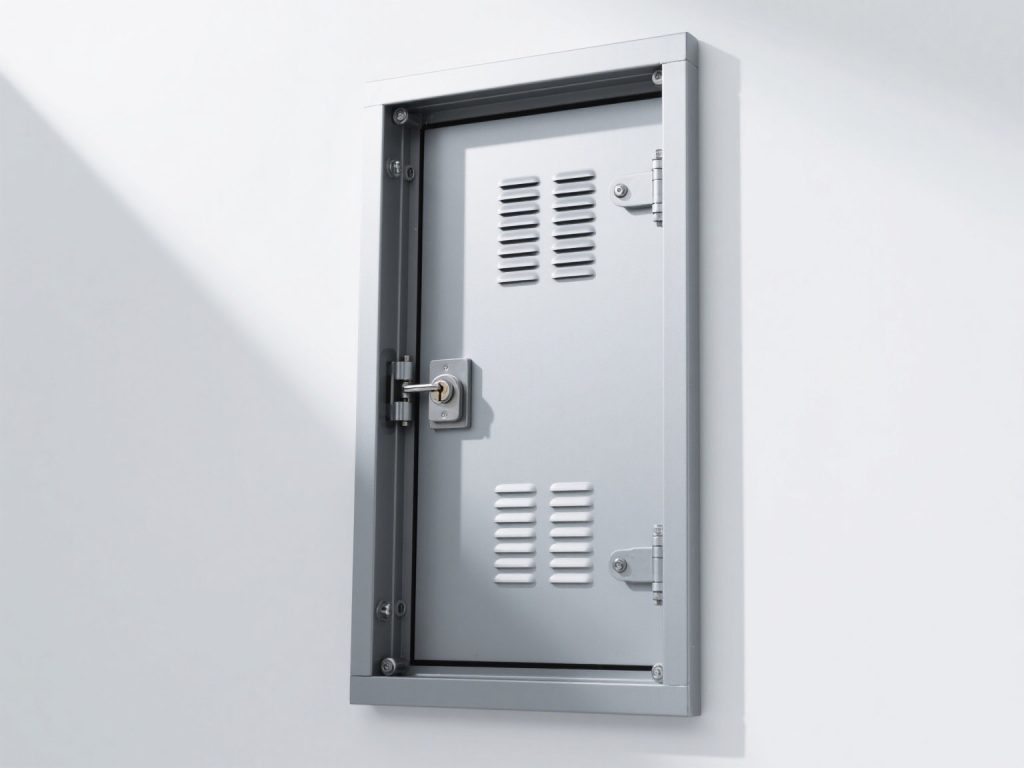 Electrical cabinet door alignment and hardware inspection